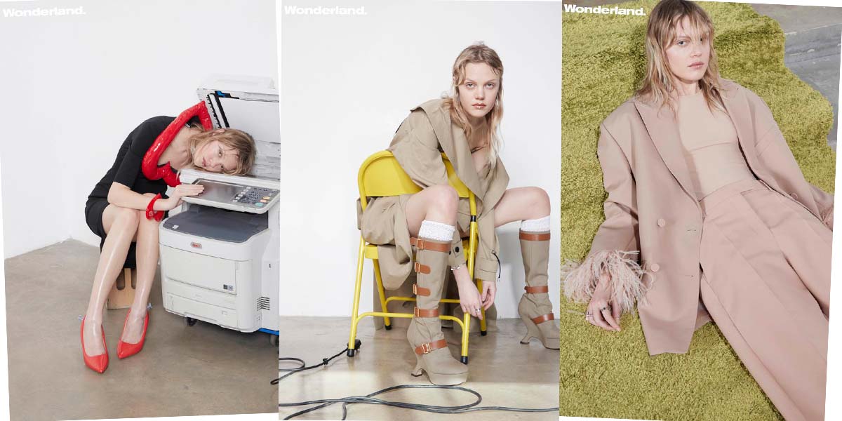 blogdieltta-blone-hair-model-modeling-wonderland-magazine-editorial-green-carpet-pink-blazer-pink-pants